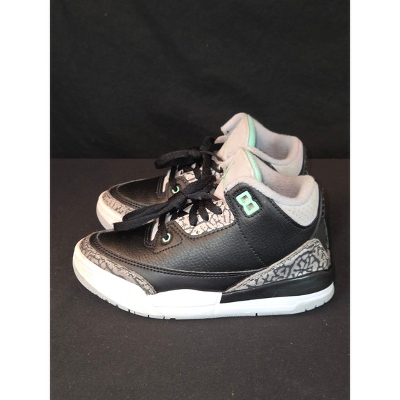 Air Jordan 3 Retro Toddler Shoes 11C Black Mint Green Elephant Print DM0966 031 - Picture 4 of 11